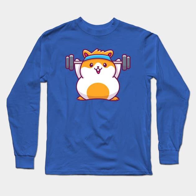 Cute Hamster Gym Cartoon Long Sleeve T-Shirt by Catalyst Labs